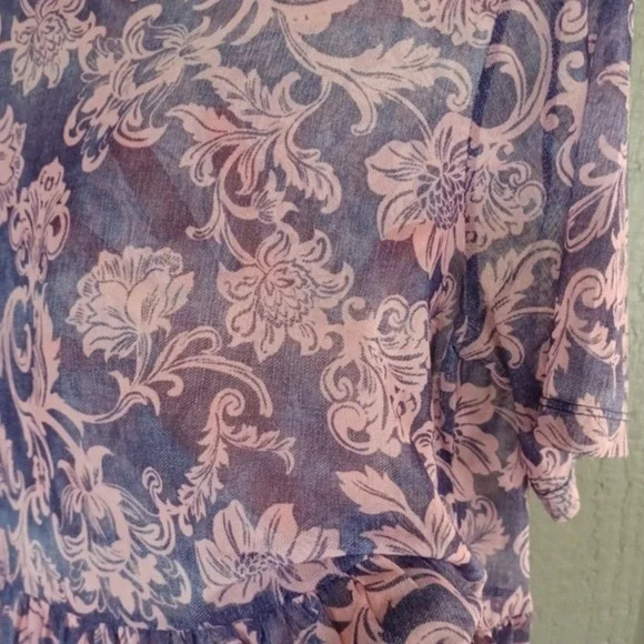 JOHNNY WAS Floral Midi Dress Purple Florentina Sz M & L‎ Mesh Tiered A Line Boho - Picture 7 of 9